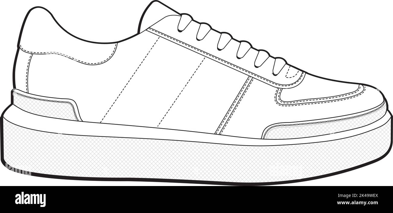 Une esquisse de chaussure sur un fond blanc Illustration de Vecteur