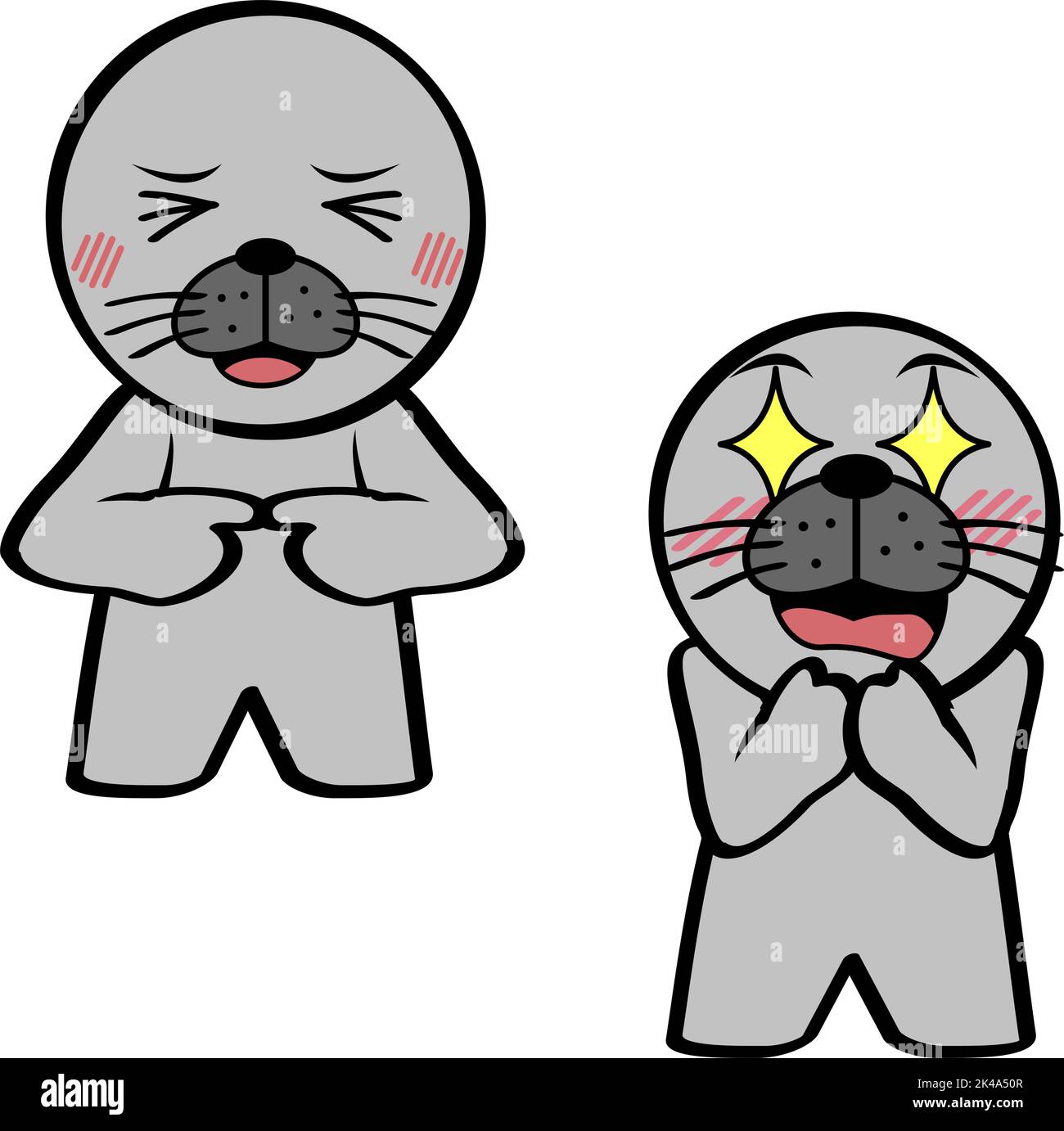 happy debout chibi sceaux kid personnage caricatures jeu d'expressions de la collection au format vectoriel Illustration de Vecteur