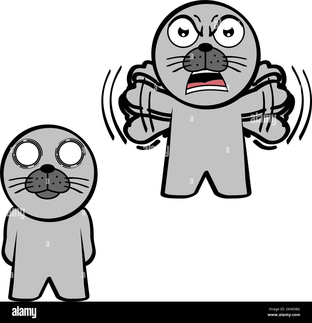 criing debout chibi sceaux kid personnage de dessin animé expressions ensemble de collection au format vectoriel Illustration de Vecteur