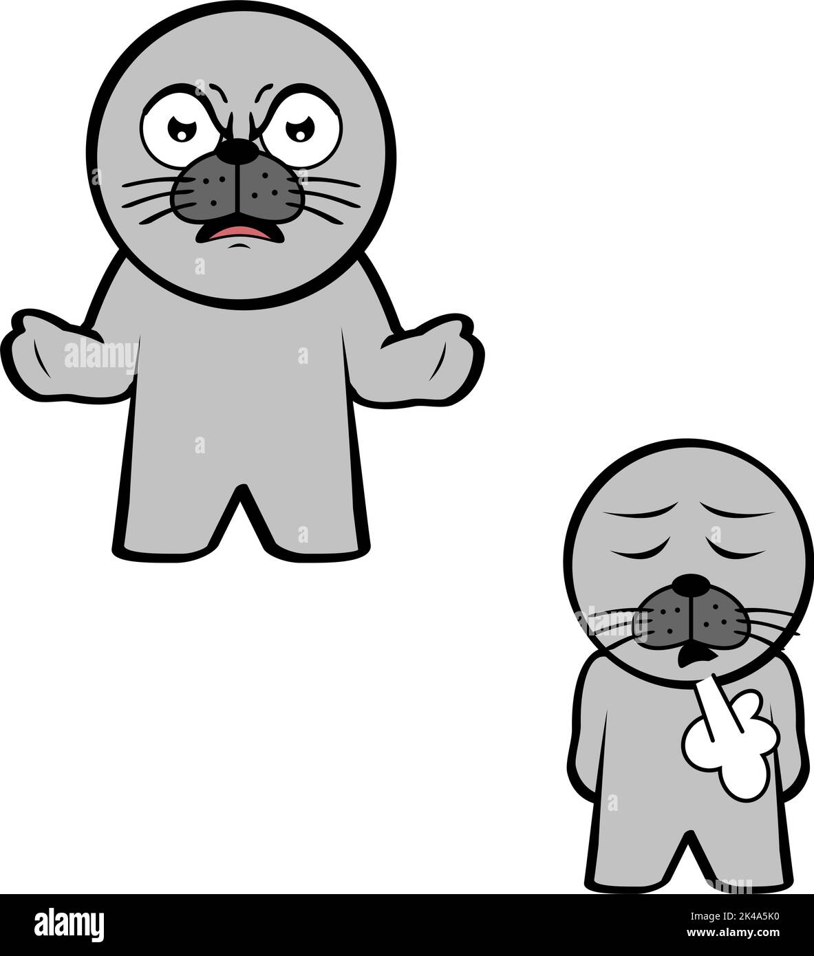 angry debout chibi sceaux kid personnage caricatures ensemble d'expressions de la collection au format vectoriel Illustration de Vecteur