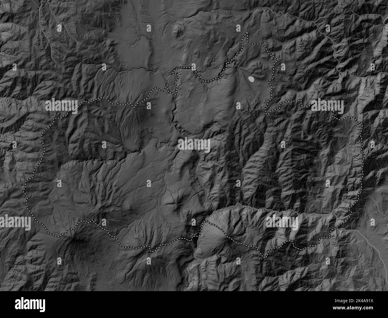 Tungurahua, province de l'Équateur. Carte d'altitude en niveaux de gris avec lacs et rivières Banque D'Images