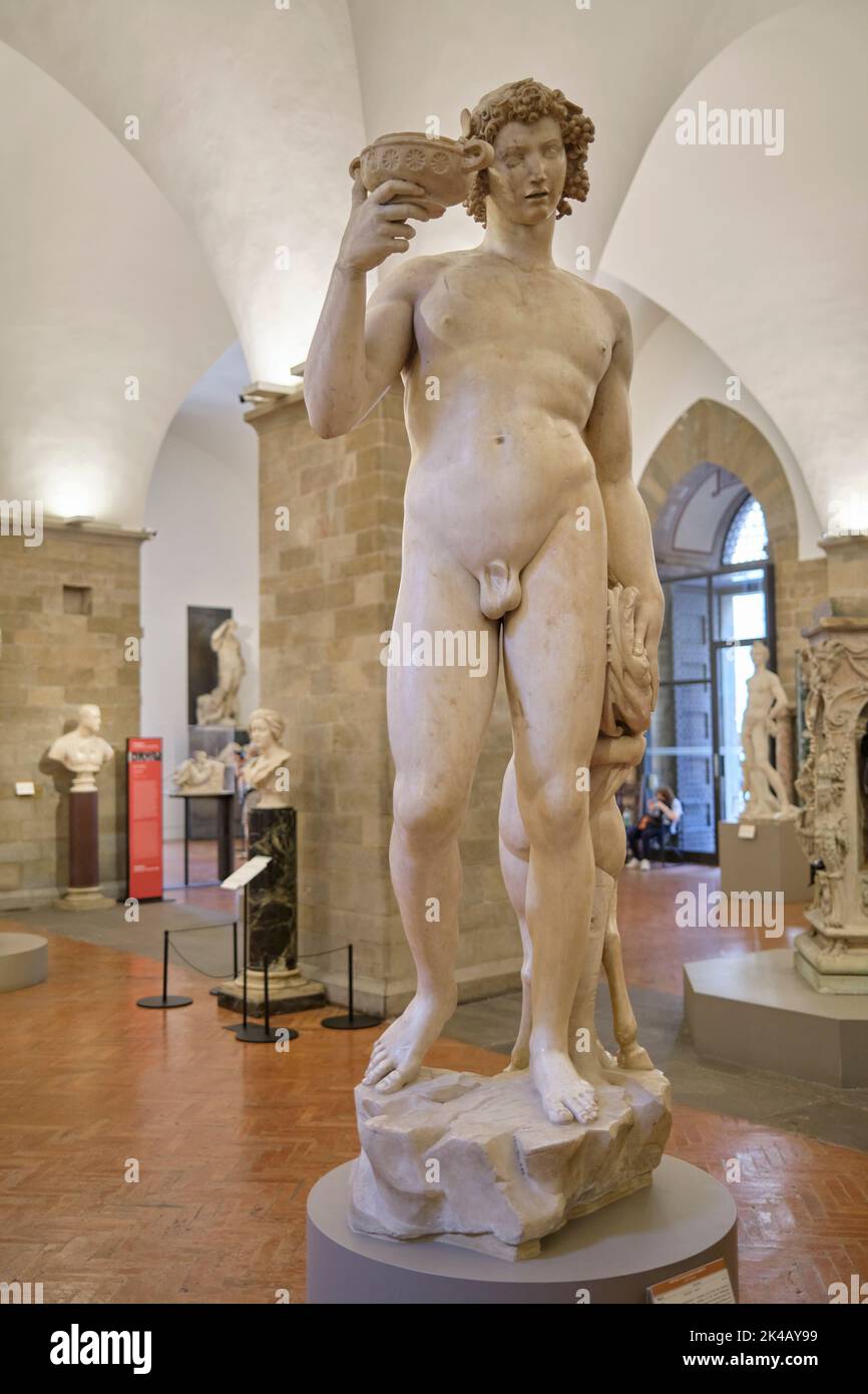 Bacchus Sculpture de Michel-Ange dans le Musée Bargello Florence Italie Banque D'Images