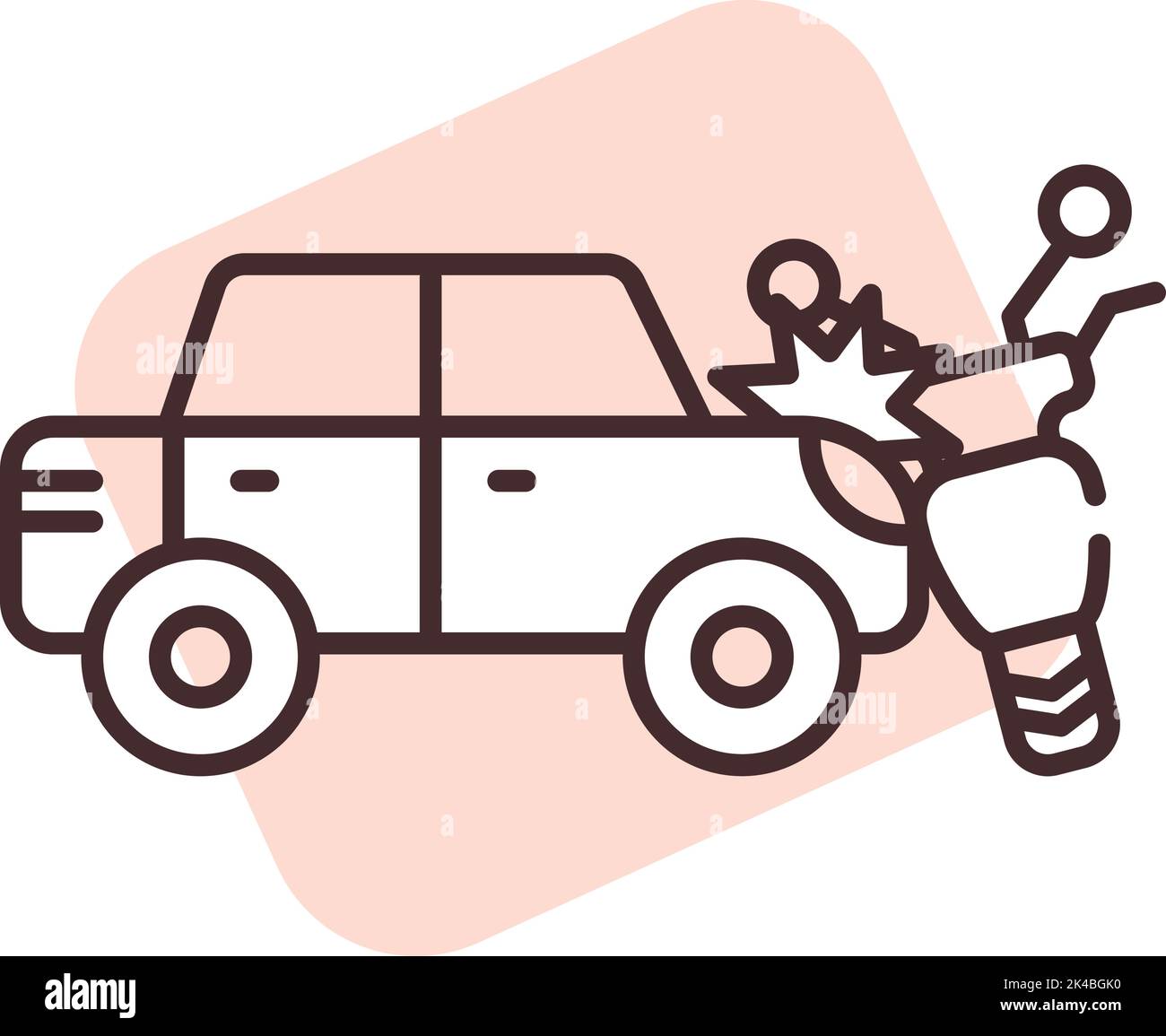 Accident de voiture avec moto , illustration, vecteur sur fond blanc. Illustration de Vecteur