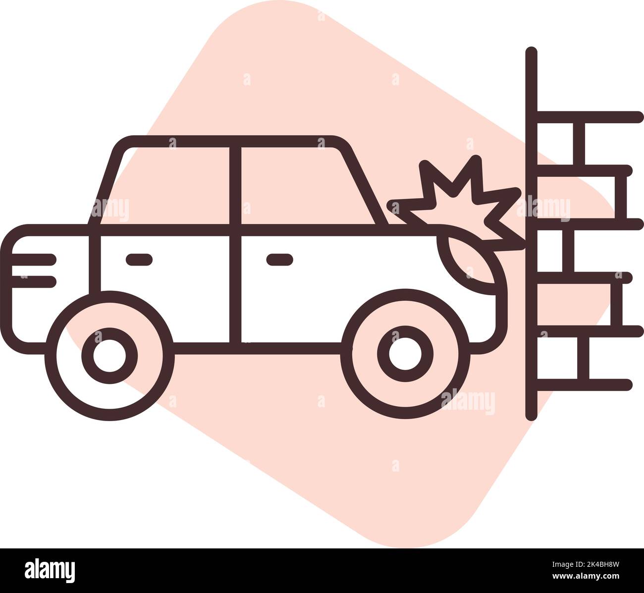 Accident de voiture collision murale, illustration, vecteur sur fond blanc. Illustration de Vecteur