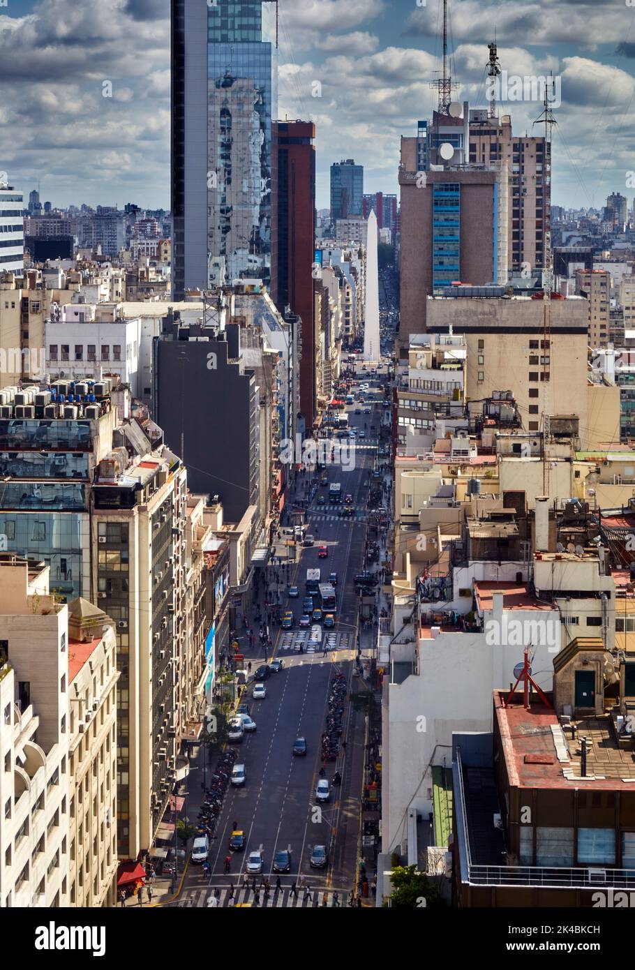Vue aérienne de l'Obélisque. Buenos Aires, Argentine. Banque D'Images