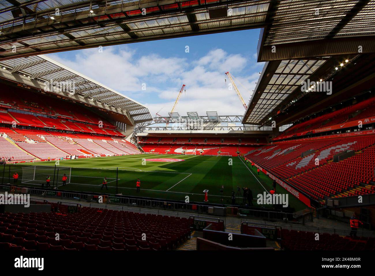 Une vue générale à l'intérieur du stade Anfield, stade du club de football de Liverpool avant le match. Match de la Premier League, Liverpool contre Brighton et Hove Albion Banque D'Images