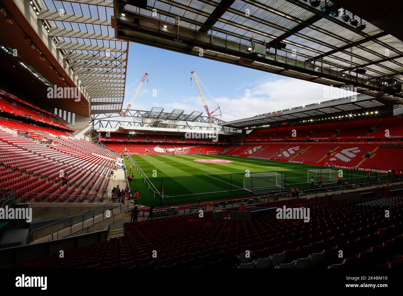 Une vue générale à l'intérieur du stade Anfield, stade du club de football de Liverpool avant le match. Match de la Premier League, Liverpool contre Brighton et Hove Albion Banque D'Images