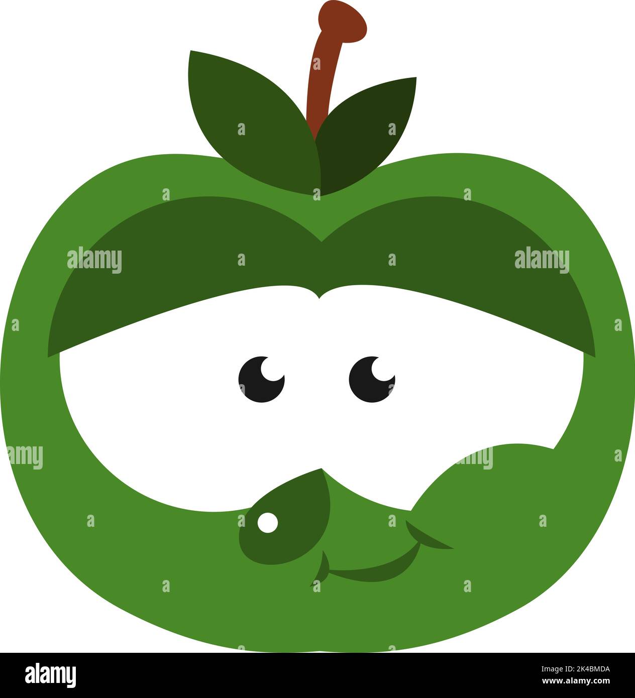 Pomme vert timide, illustration, vecteur sur fond blanc. Illustration de Vecteur