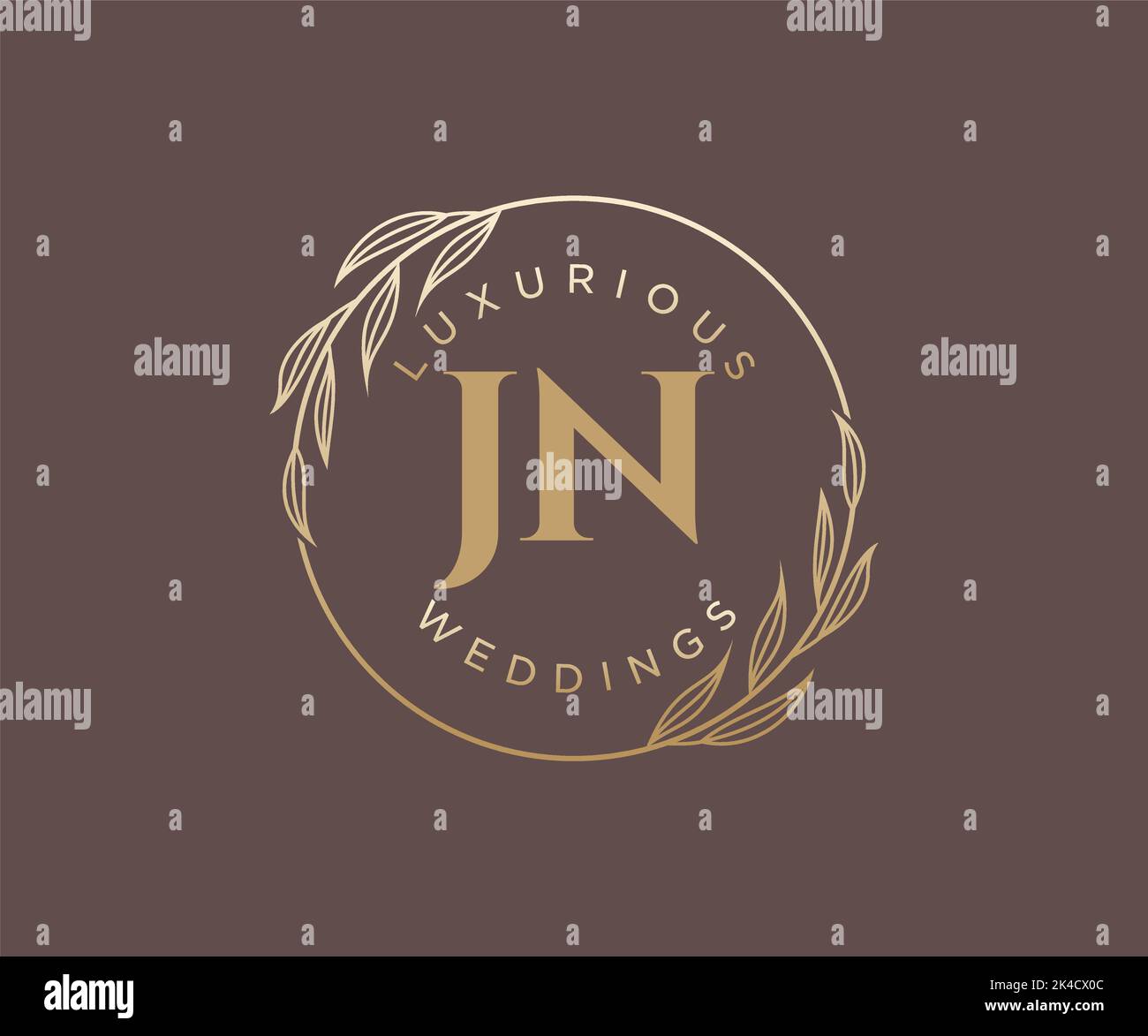 JN initiales lettre mariage monogramme logos modèle, dessin à la main moderne minimalistes et modèles floraux pour cartes d'invitation, Save the Date, élégant Illustration de Vecteur