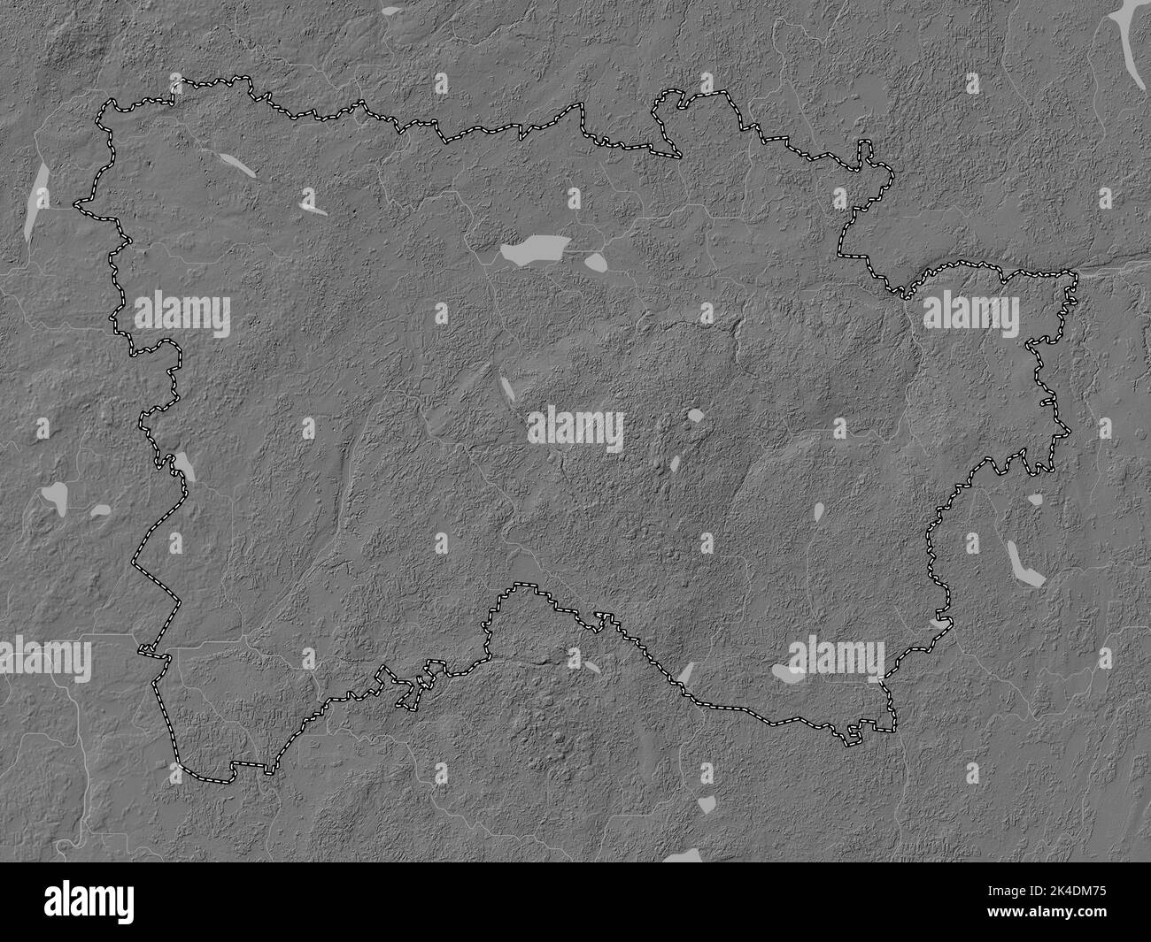 Voru, comté d'Estonie. Carte d'altitude à deux niveaux avec lacs et rivières Banque D'Images