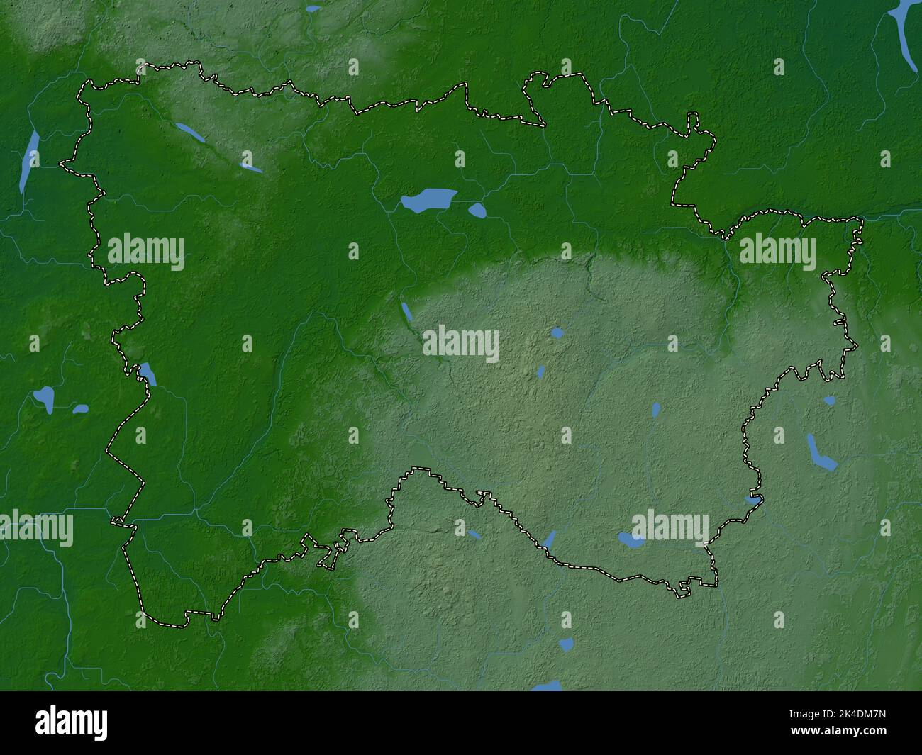 Voru, comté d'Estonie. Carte d'altitude en couleur avec lacs et rivières Banque D'Images