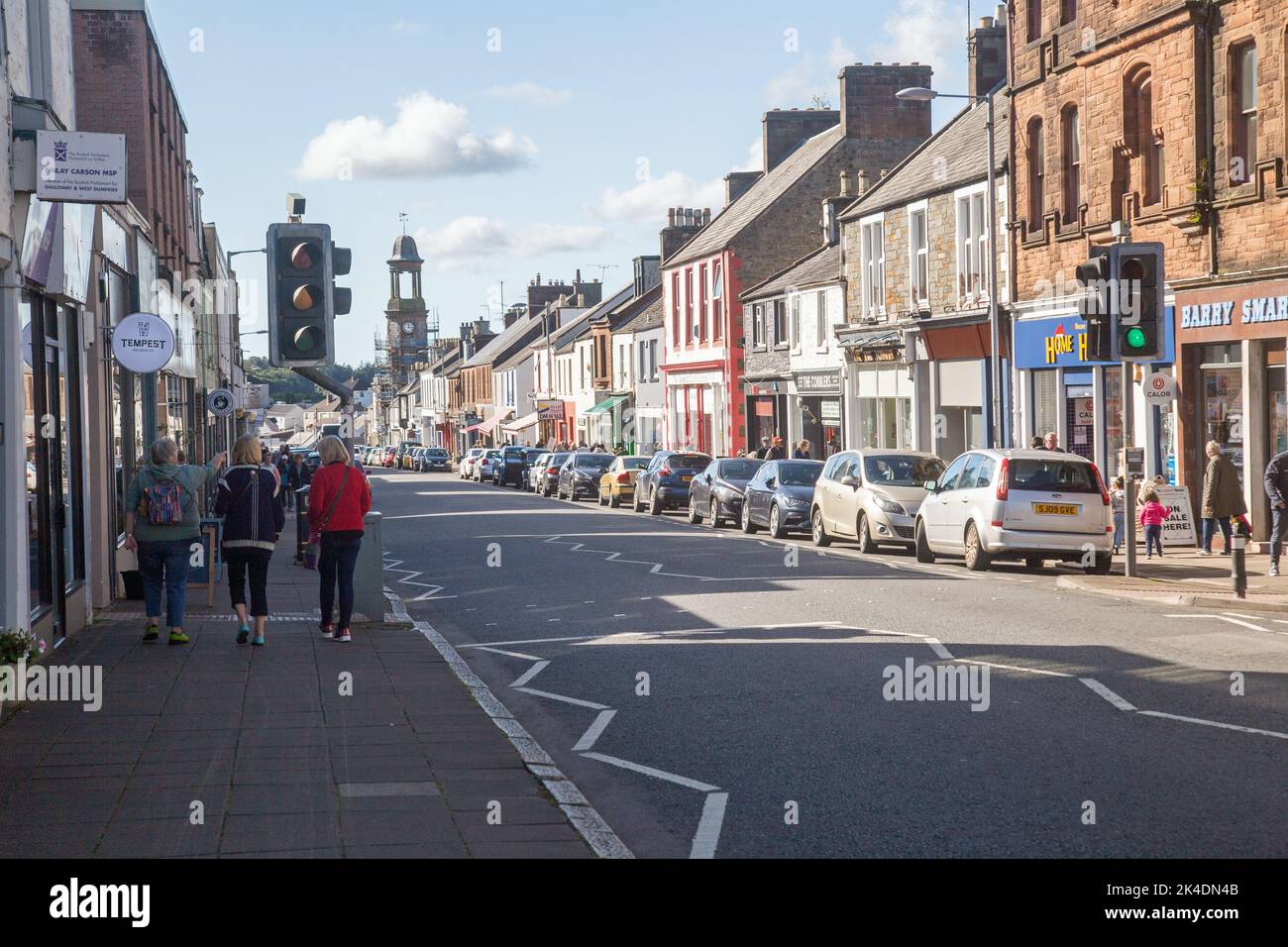 Château Douglas, Kirkcudbrightshire, Dumfries & Galloway, Écosse DG7, 24 septembre, 2022, vue sur une rue de la ville Banque D'Images