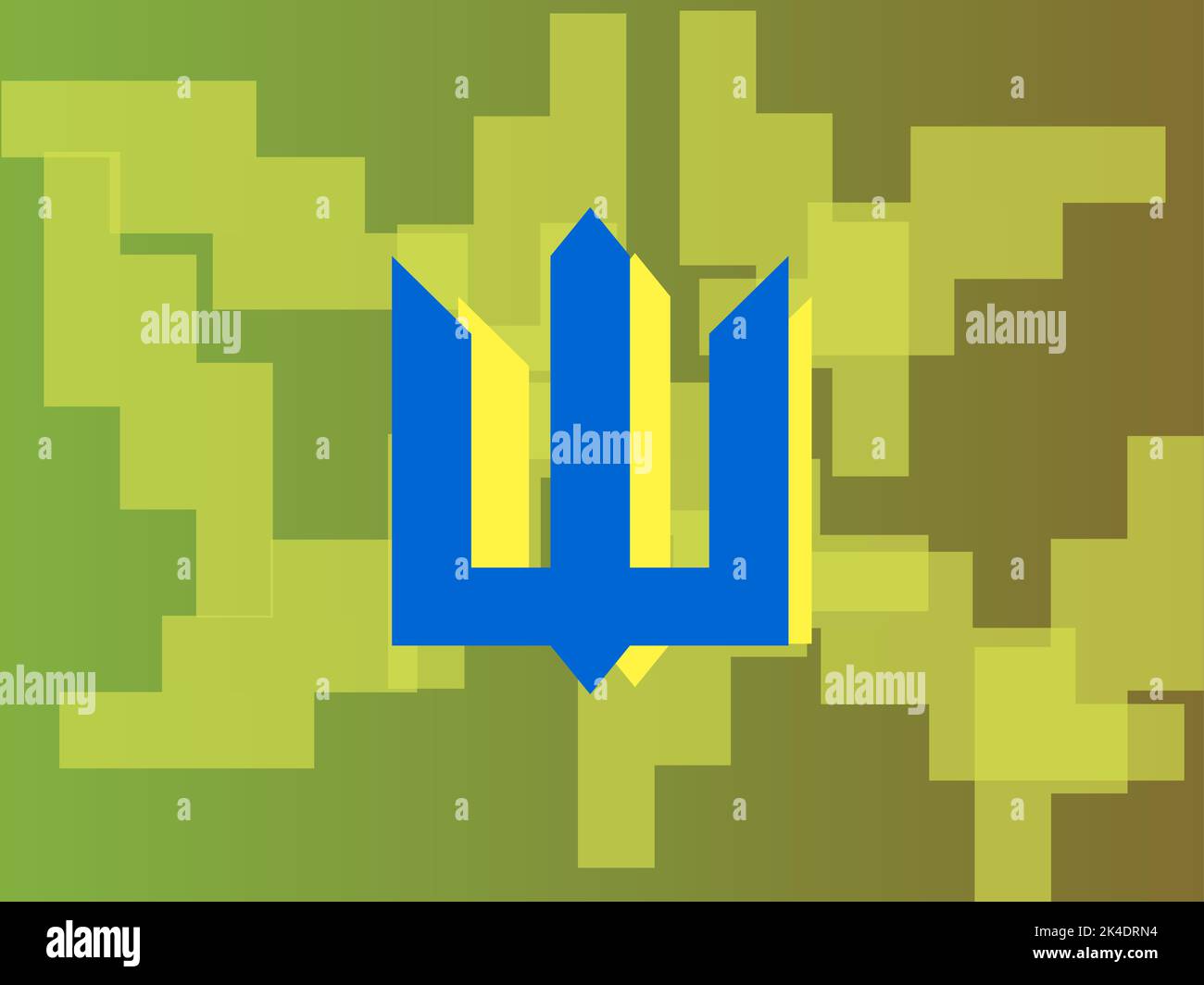 Drapeau National Jaune Et Bleu De L'ukraine Avec Trident Sur Fond Bleu