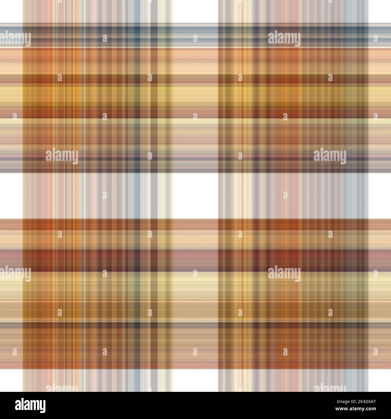 Tissu écossais blanc forêt à motif sans couture. Motif écossais de forêt automnale ton sur ton avec texture organique. Arrière-plan de bande orange pour papier peint rugueux. Banque D'Images