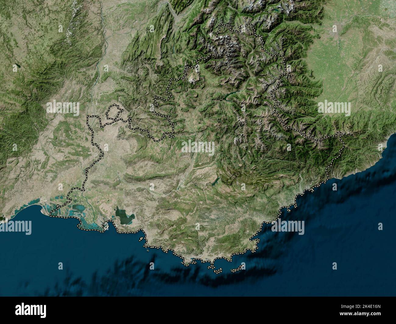 Provence-Alpes-Côte d'Azur, région de France. Carte satellite haute résolution Banque D'Images
