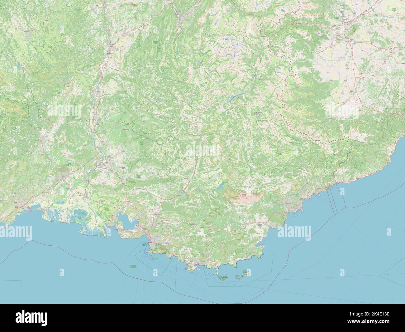 Provence-Alpes-Côte d'Azur, région de France. Ouvrez la carte des rues Banque D'Images