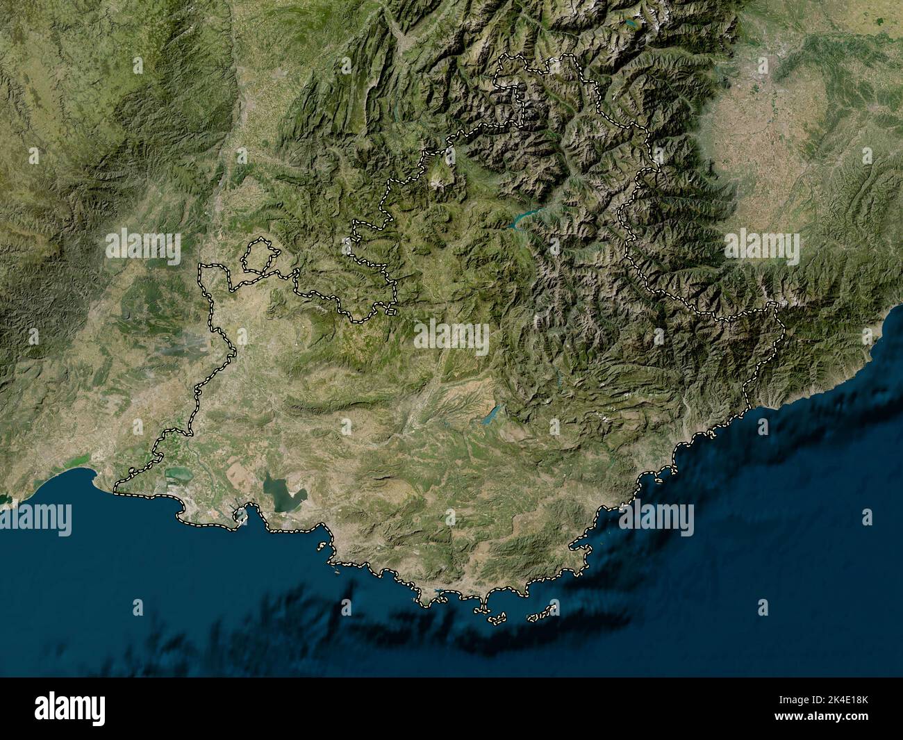 Provence-Alpes-Côte d'Azur, région de France. Carte satellite basse résolution Banque D'Images