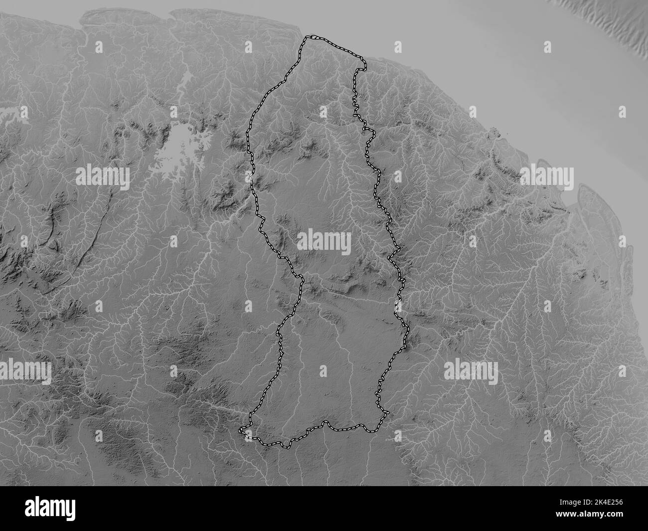SaintLaurentduMaroni, arrondissement de Guyane française. Carte d'altitude en niveaux de gris