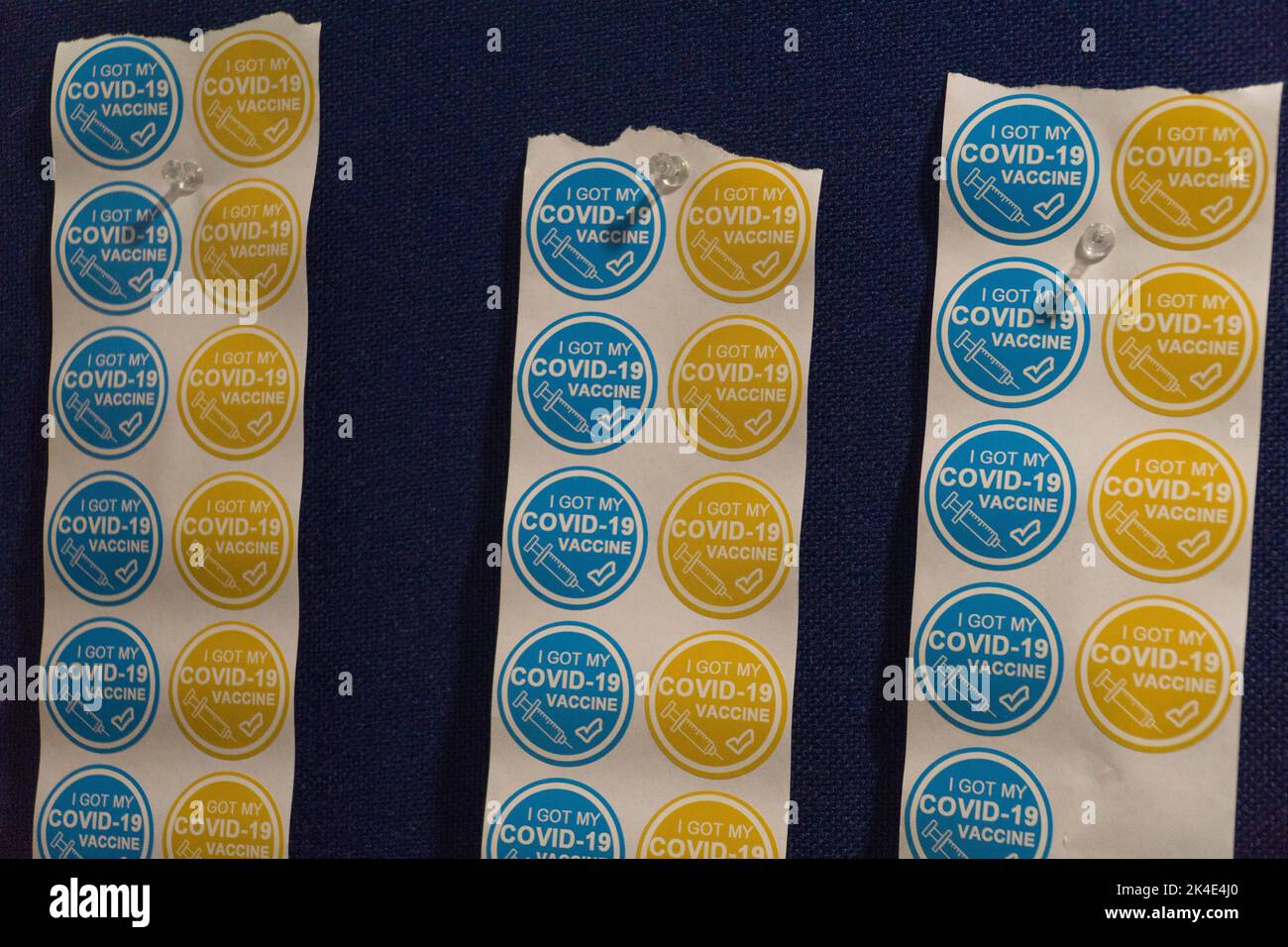 Londres, Royaume-Uni 1 octobre 2022 : dans le cadre de la campagne de rappel d'automne pour les vaccinations contre les covid, le centre de santé Akerman dans le sud de Londres gère une clinique spéciale le samedi avec de nombreux intendants volontaires pour faire vacciner autant de personnes que possible. Les patients peuvent prendre un autocollant disant : « J'ai reçu mon vaccin Covid-19 ». Le nombre de cas et les admissions en hospice à coronavirus ont augmenté considérablement au cours des dernières semaines et on craint une double-merme de covid-19 et de maladies de la grippe cet hiver. Anna Watson/Alay Live News Banque D'Images