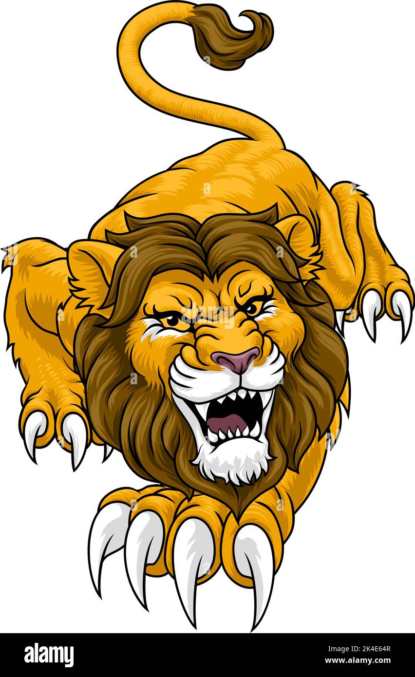 Lion Angry Lions Team Sports Mascot Roaring Illustration de Vecteur