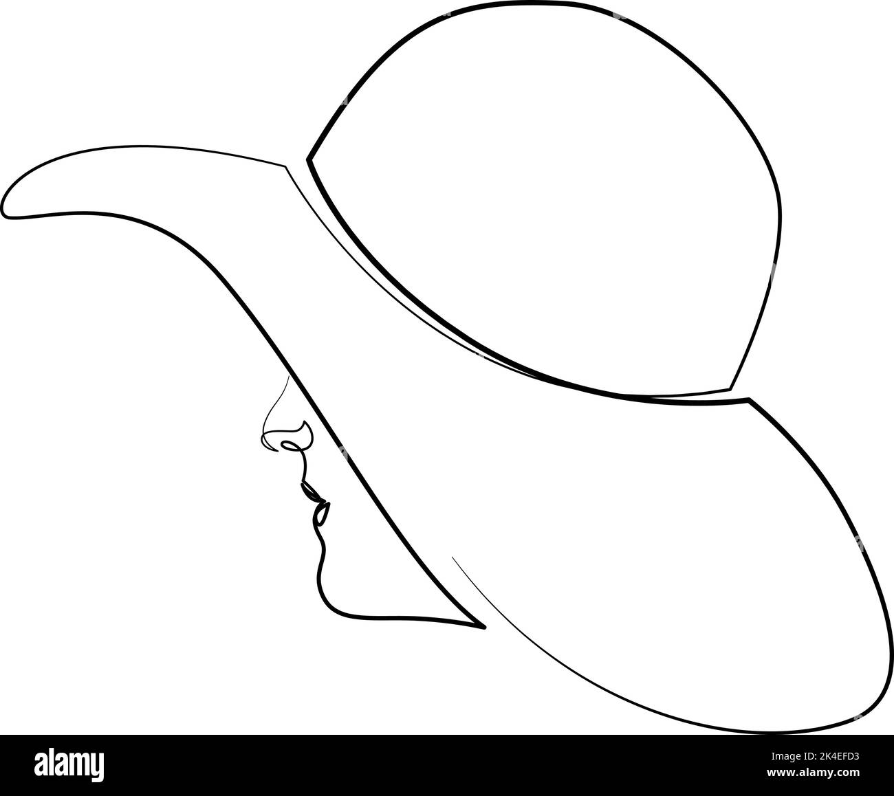 Dessin continu d'une ligne de femme en chapeau. Illustration vectorielle Illustration de Vecteur