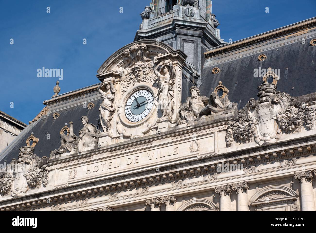 Détaillez l'Hôtel de ville Tours Banque D'Images