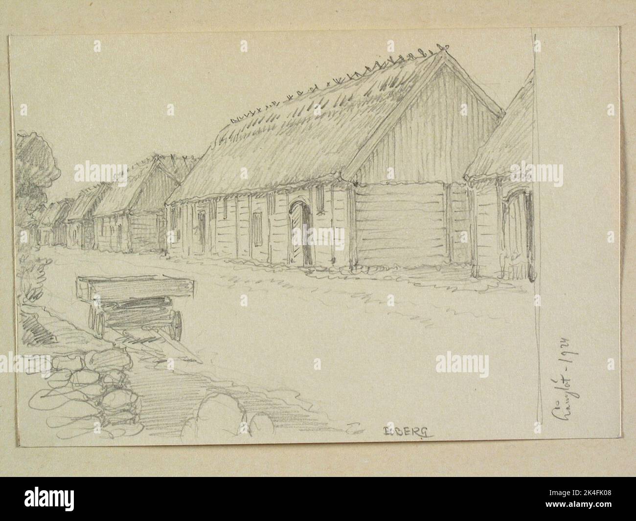 Öland, hd de Runsten. Long. Rue du village. Dessin de Ferdinand Boberg. Pays nordiques Banque D'Images Öland, hd de Runsten. Long. Rue du village. Dessin de Ferdinand Boberg. Pays nordiques Banque D'Images