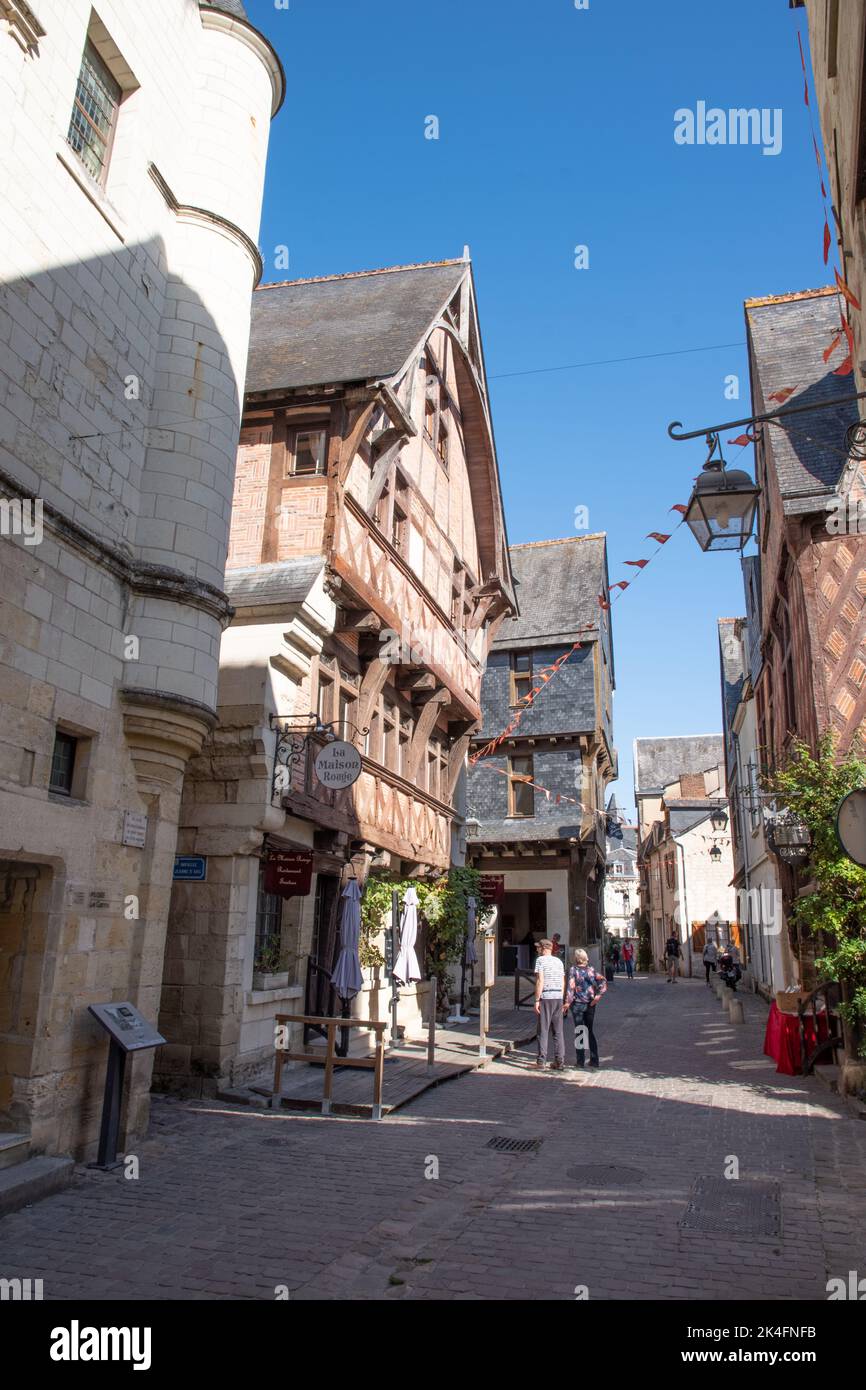 Rue haute Saint-Maurice, vieille ville de Chinon Banque D'Images