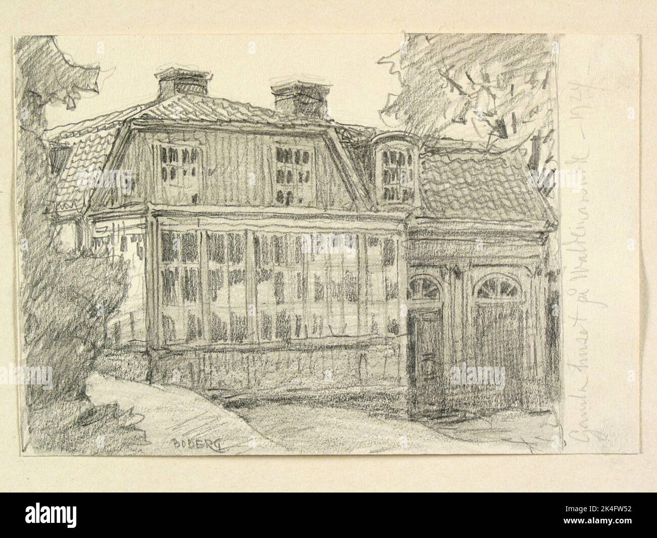 Dessin de Ferdinand Boberg. Stockholm, Djurgårdens f.d. Pays partie 7295, Valdemarsudde, Old House Nordic Banque D'Images