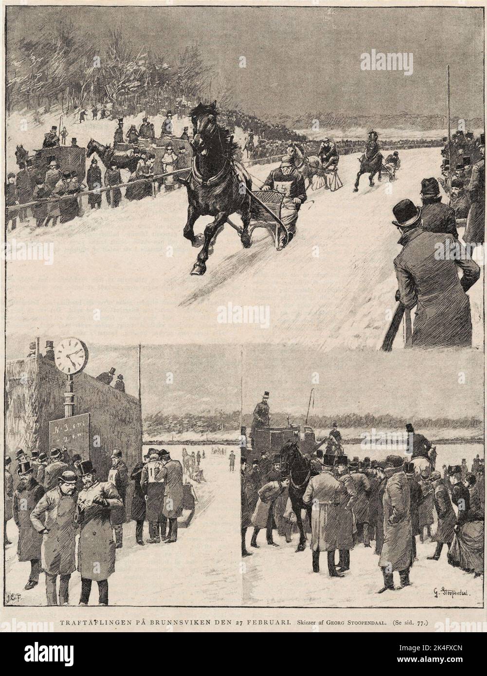 Concours de trottinant le 27 1888 février. Dessin de G.Sstoopendaal N.I.T. 10/3 1888 Nordic Banque D'Images