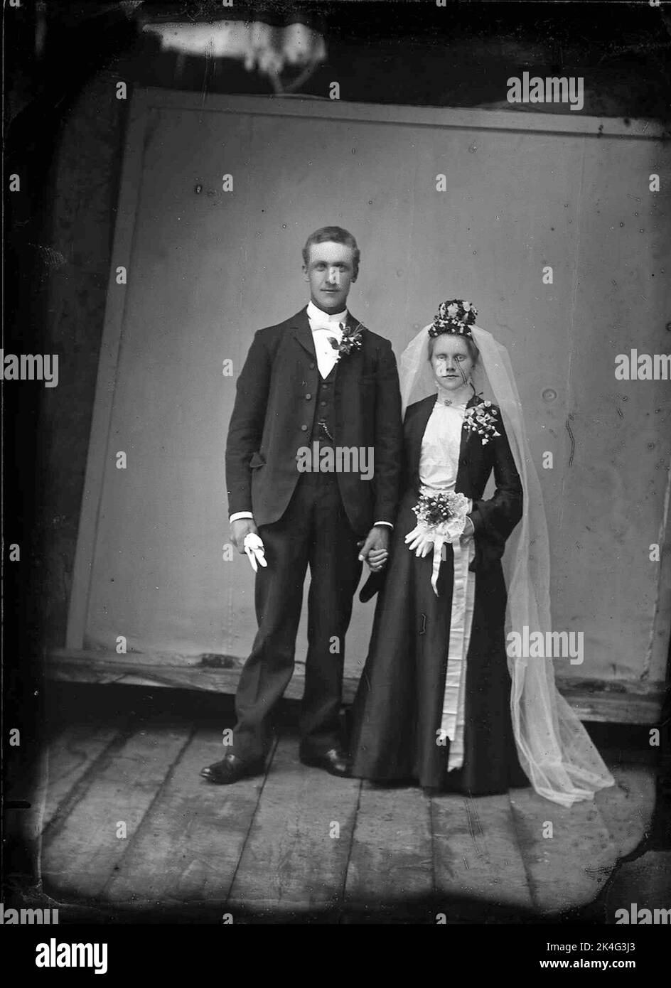 Portrait d'un couple de mariés depuis le début du 20th siècle. Lima, Dalarna Nordic Banque D'Images