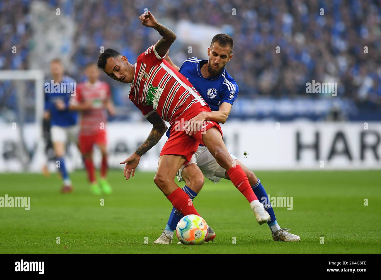 GELSENKIRCHEN, ALLEMAGNE - 2 OCTOBRE 2022: Le match de football de Bundesliga FC Schalke 04 contre FC Augsbourg Banque D'Images