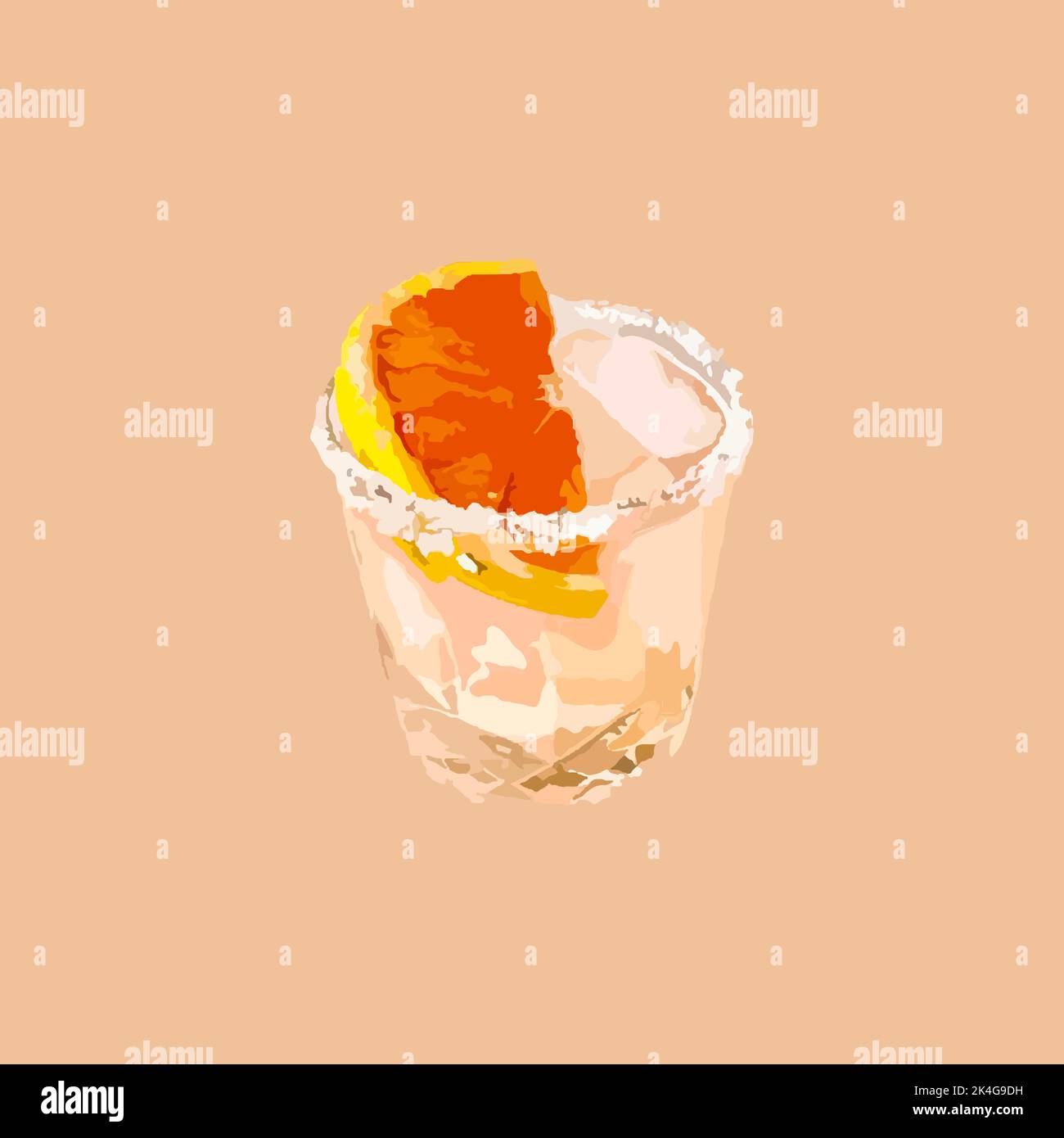 Cocktail d'orange avec glace. Illustration vectorielle Illustration de Vecteur
