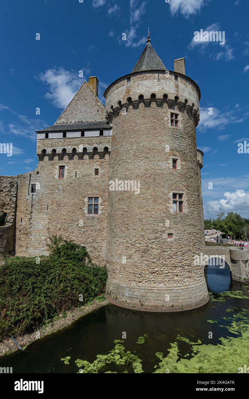 Vue panoramique du Château de Suscinio dans le Golfe du Morbihan, Bretagne, France Banque D'Images