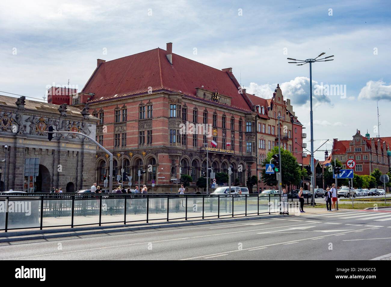 GDANSK, POLOGNE - 30 JUILLET 2022 : immeuble Narodowy Bank Polski au centre de Gdansk Banque D'Images