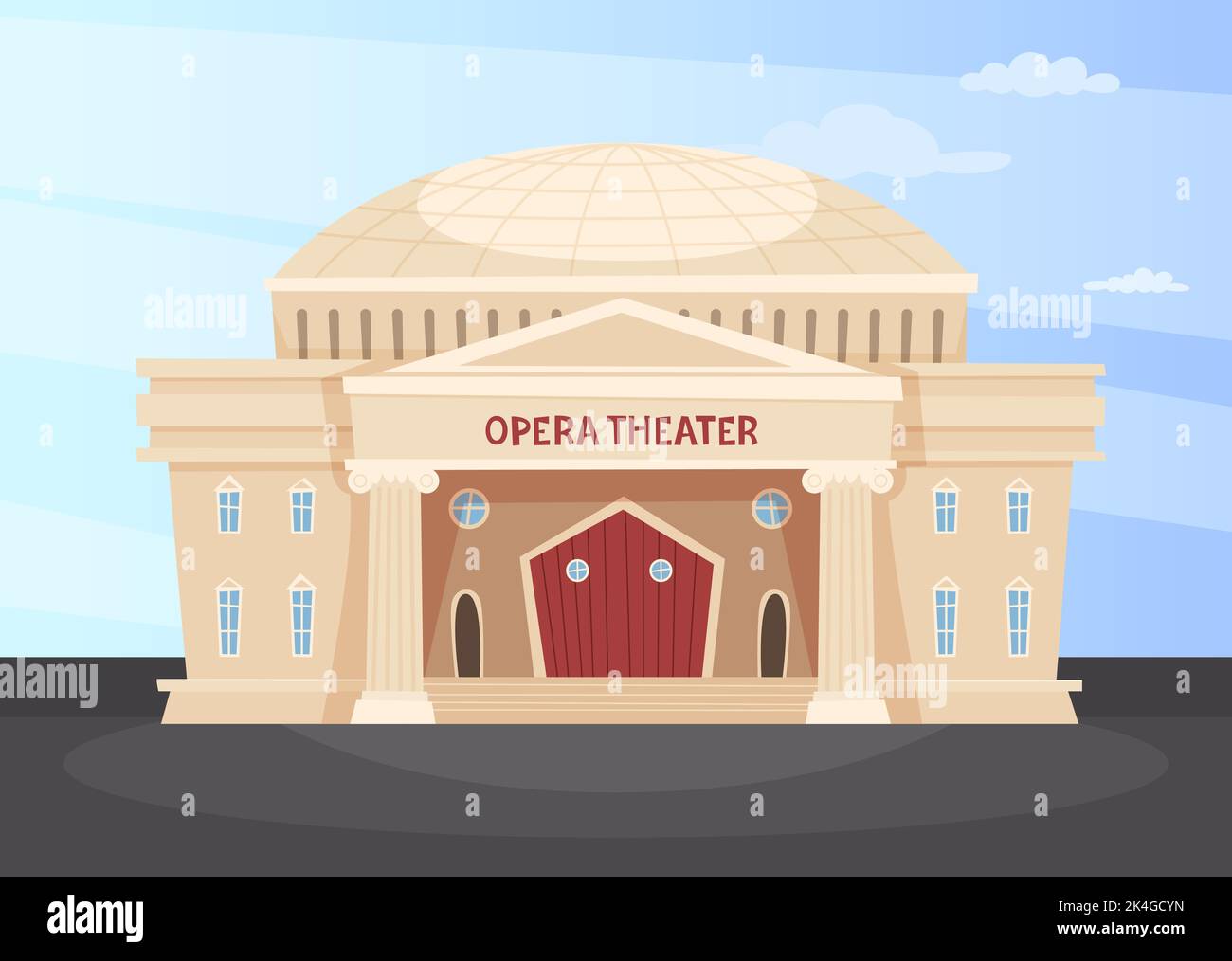 Bâtiment de l'Opéra. Bâtiment de théâtre d'objets architecturaux authentiques. Modèles vectoriels Illustration de Vecteur