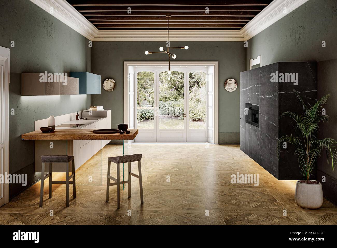 Intérieur moderne de style kithcen de luxe dans un style minimaliste Banque D'Images