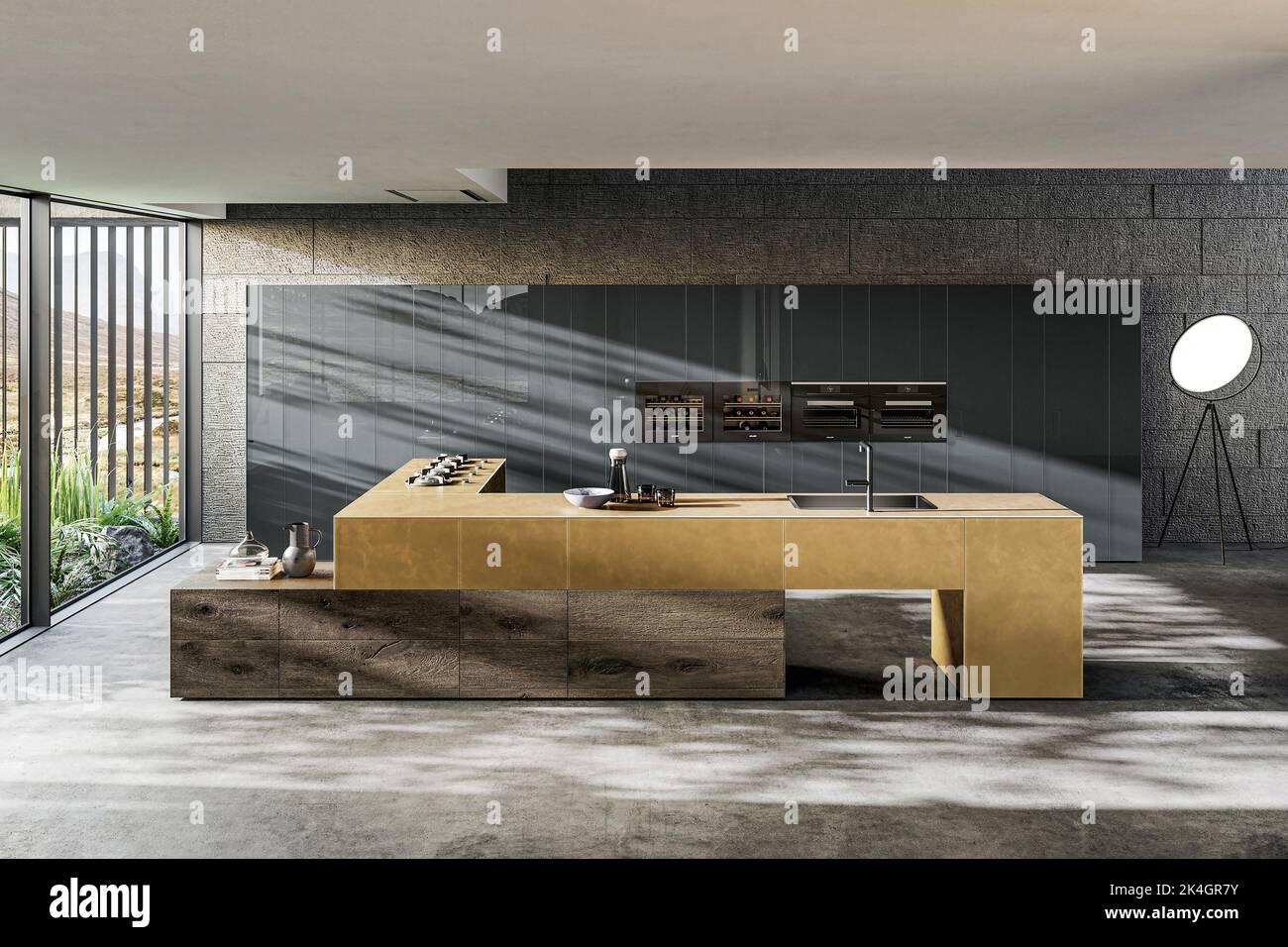 Intérieur moderne de style kithcen de luxe dans un style scandinave minimaliste Banque D'Images