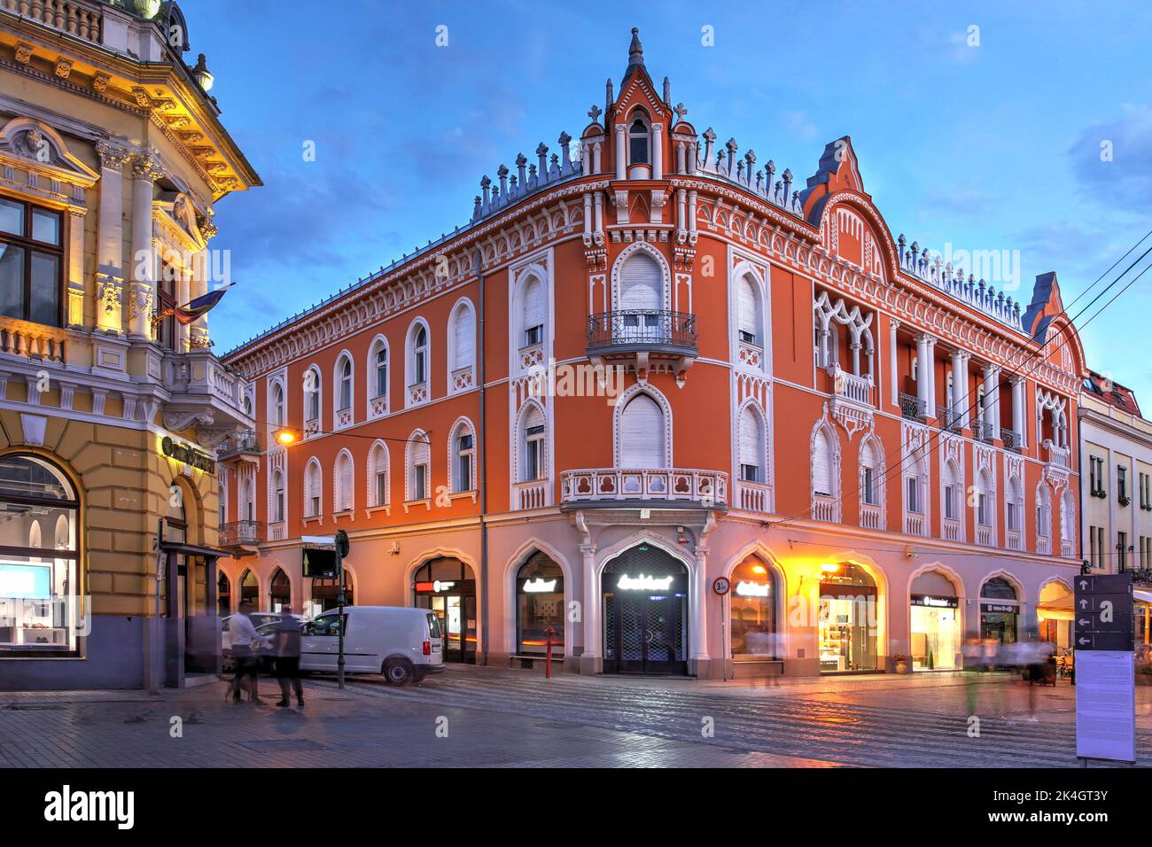 Electique avec des influences gothiques bâtiment, Rimanóczy Kálmán sr. Le palais date de 1905 sur la promenade de la République (Calea Republicii) à Oradea, Roumanie Banque D'Images