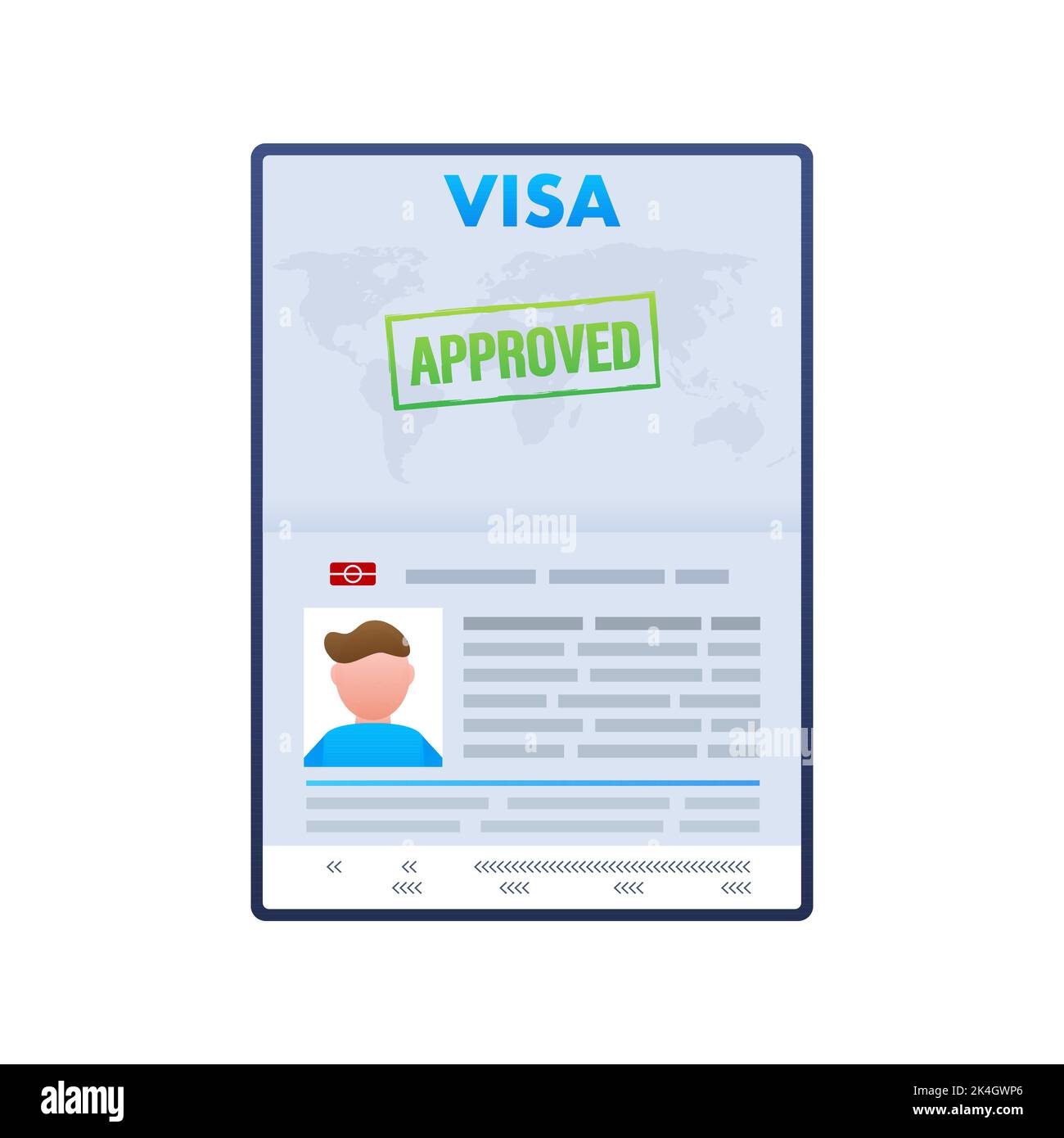 Demande de visa. Approbation de voyage. Visa d'immigration. Illustration du stock vectoriel Illustration de Vecteur