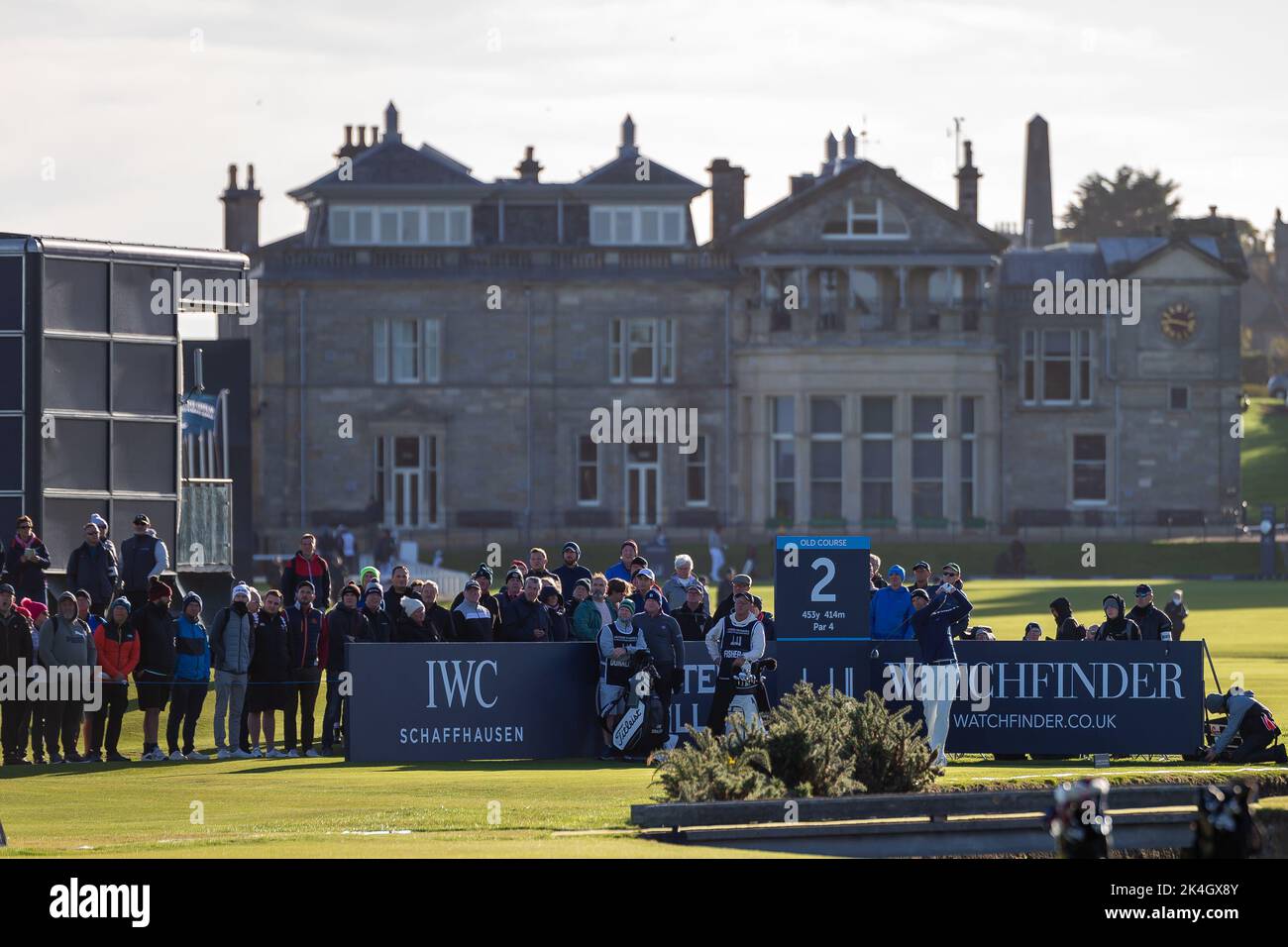 St Andrews, Écosse, le 1st octobre 2022. Ross Fischer se dévalant sur le 2nd trous au troisième tour du championnat Alfred Dunhill Links. Banque D'Images