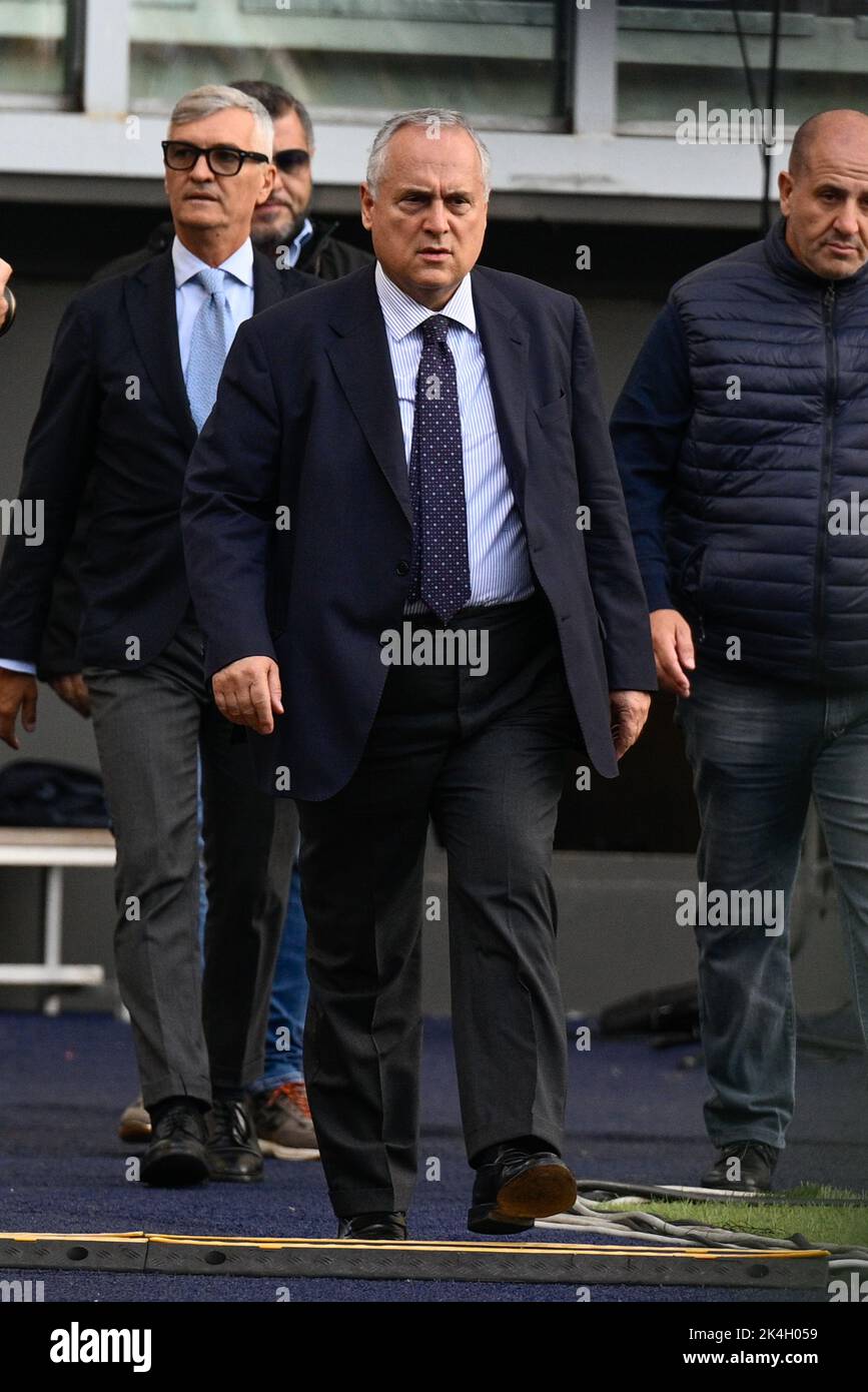 Rome, Italie. 02nd octobre 2022. Claudio Lotito lors de la Ligue italienne de football Un match de 2022/2023 entre SS Lazio contre Spezia Calcio au stade Olimpic de Rome le 02 octobre 2022. Crédit : Live Media Publishing Group/Alay Live News Banque D'Images