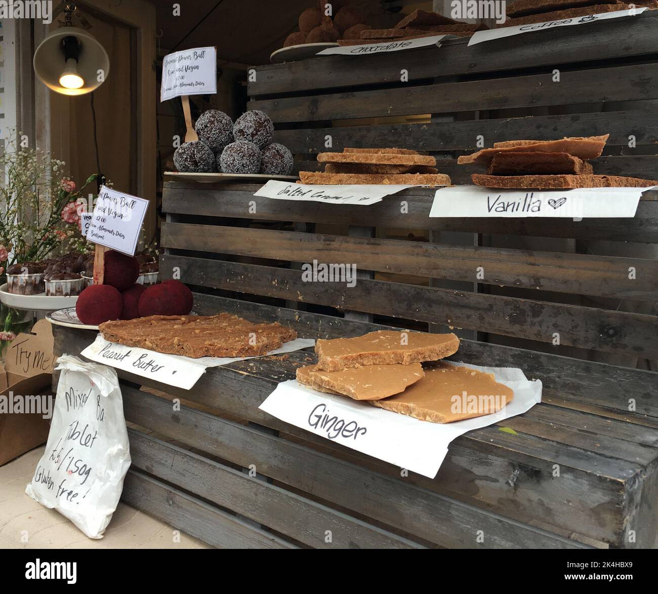 Fudge sur un stand de marché à Londres Royaume-Uni Banque D'Images