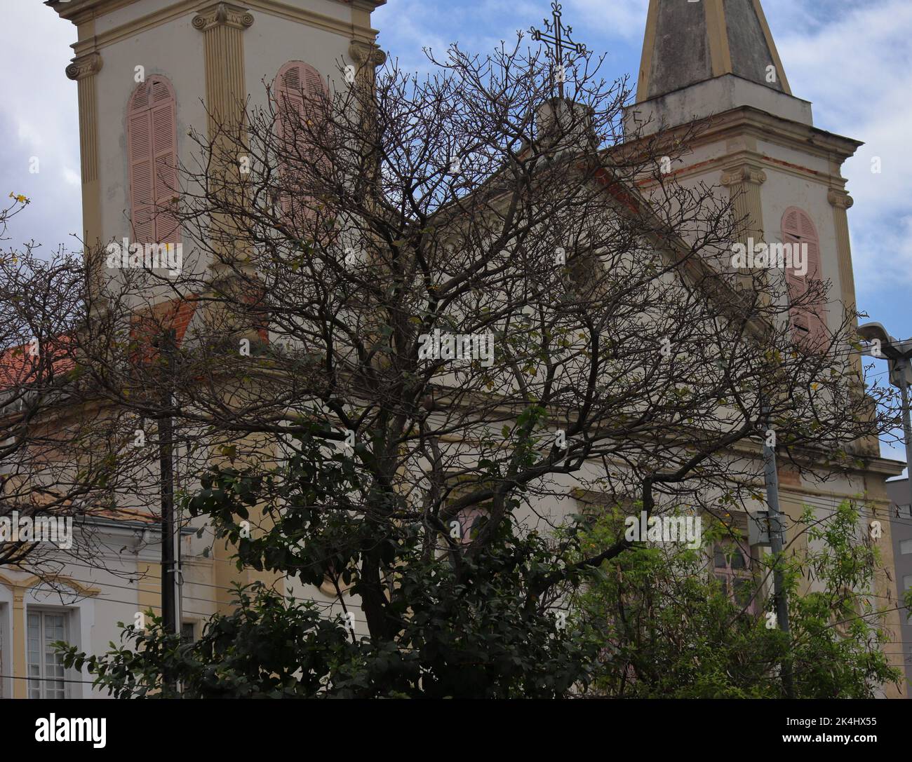 Taubate, SP, Brésil, 2 octobre 2022 : détail de l'église notre-Dame du Rosario, à Taubate Banque D'Images