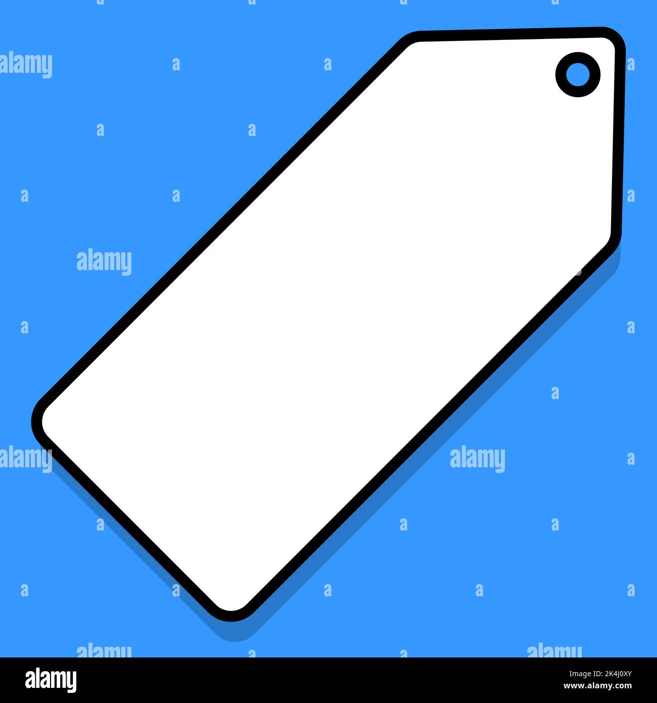 Étiquette de réduction blanche sur fond bleu. Illustration vectorielle plate. Illustration de Vecteur