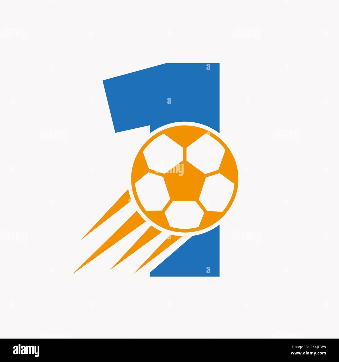 Concept initial du logo de football Letter 1 avec icône de football en mouvement. Logo de football modèle vectoriel de symboles Illustration de Vecteur