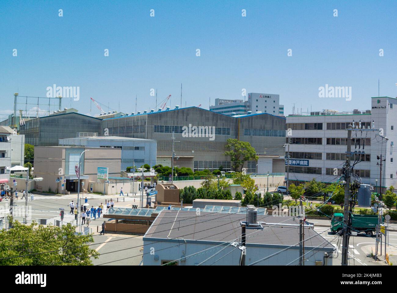 Quartier résidentiel typiquement japonais, Wadamisaki, Kobe, Hyogo, Japon Banque D'Images