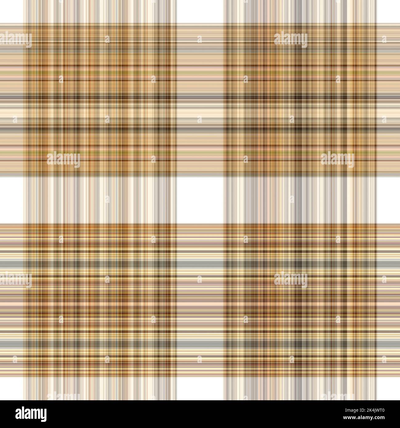 Tissu écossais blanc forêt à motif sans couture. Motif écossais de forêt automnale ton sur ton avec texture organique. Arrière-plan de bande orange pour papier peint rugueux. Banque D'Images