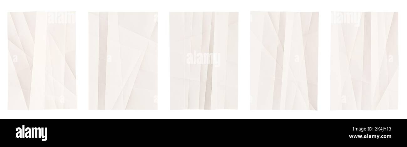 Jeu d'affiches en papier froissées et froissées isolées sur fond blanc Banque D'Images