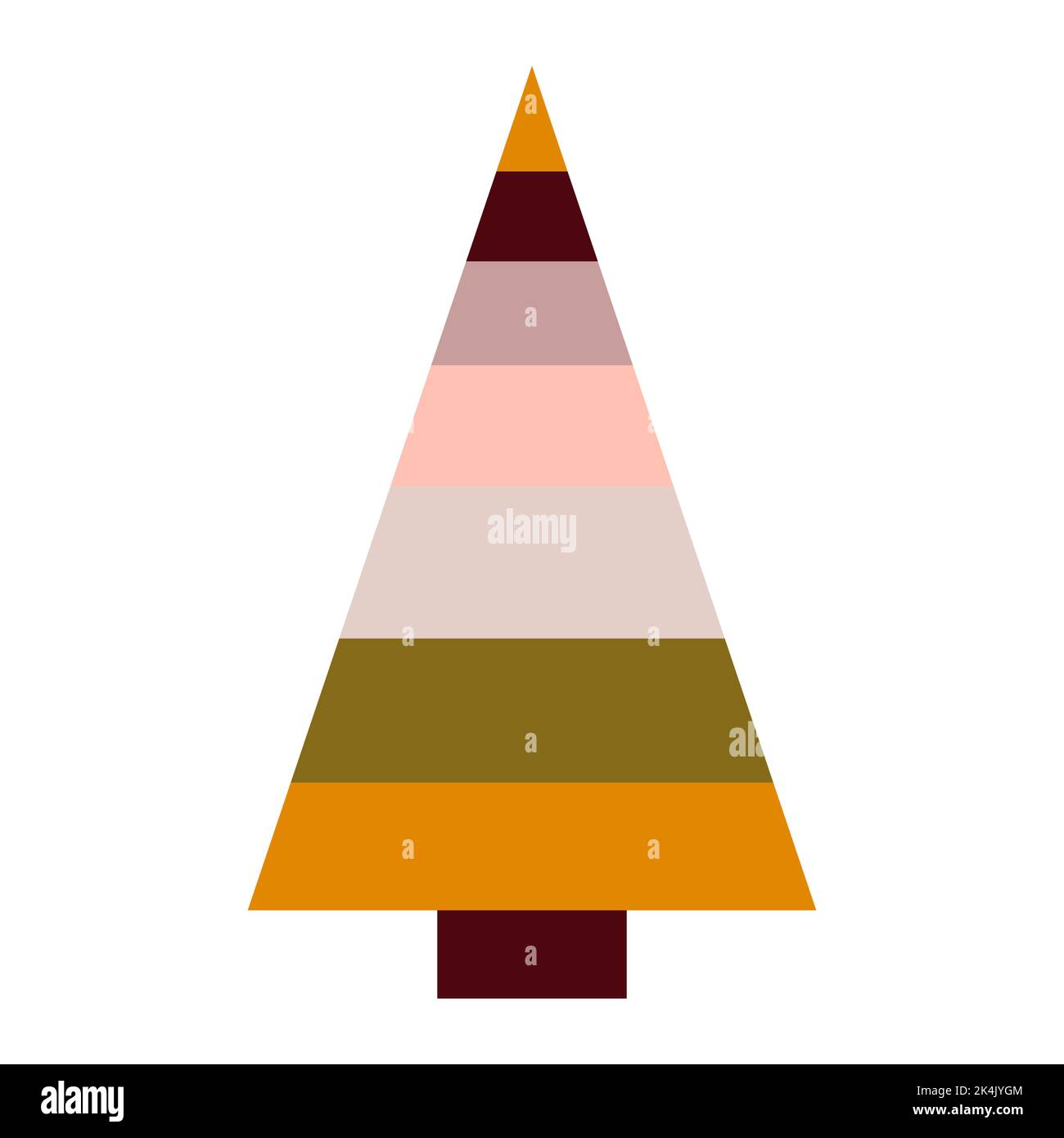 Arbre de Noël triangulaire à dessin animé vectoriel. Sapin géométrique isolé sur fond blanc 